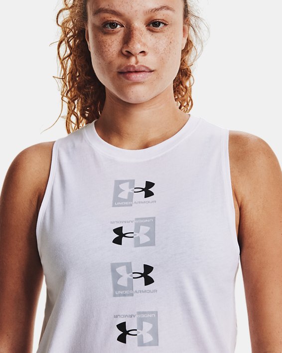 Women's UA Repeat Muscle Tank, White, pdpMainDesktop image number 3